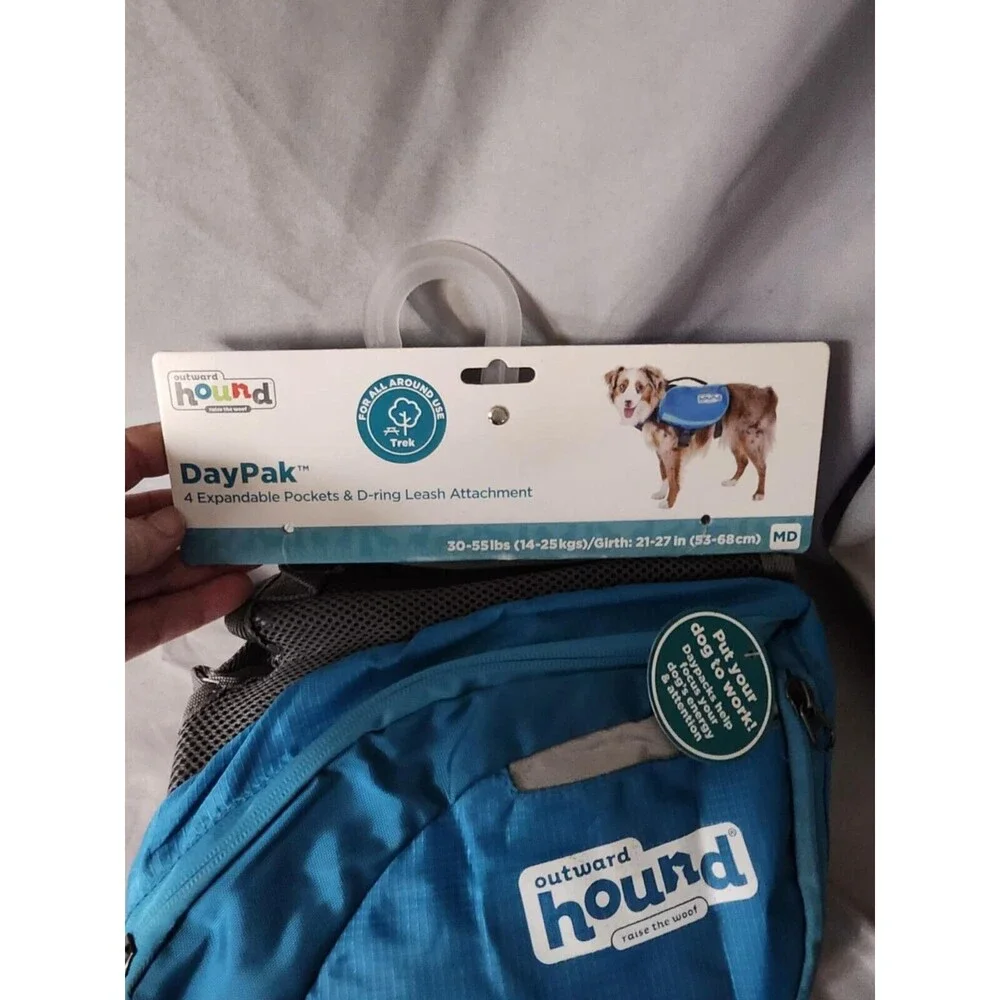 Outward Hound Quick Release Dog Backpack Size Medium Blue Hiking Day Pack Saddle